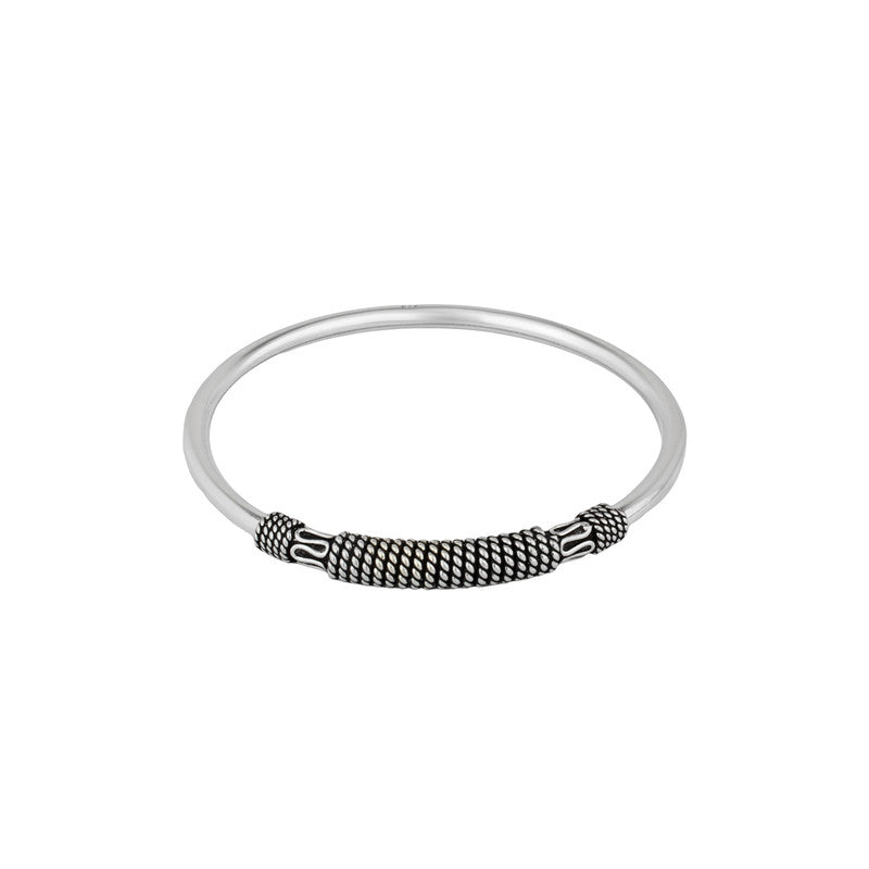 Oxidized Silver Spiral Bangle with antique finish design