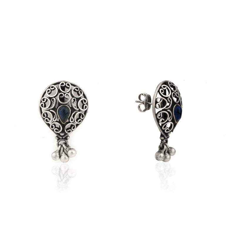 Unique oxidized silver drop stud earrings – perfect festive season jewelry gift for women