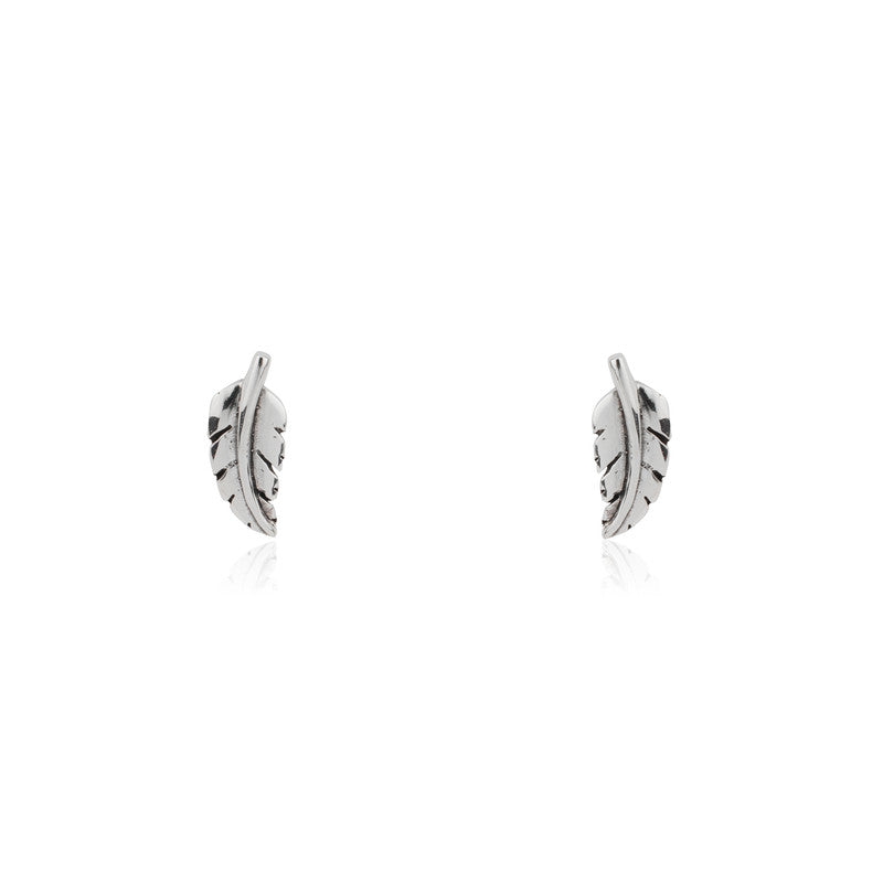 Oxidized silver feather studs for women – ethnic stylish earrings for Diwali, Navratri, and festive wear