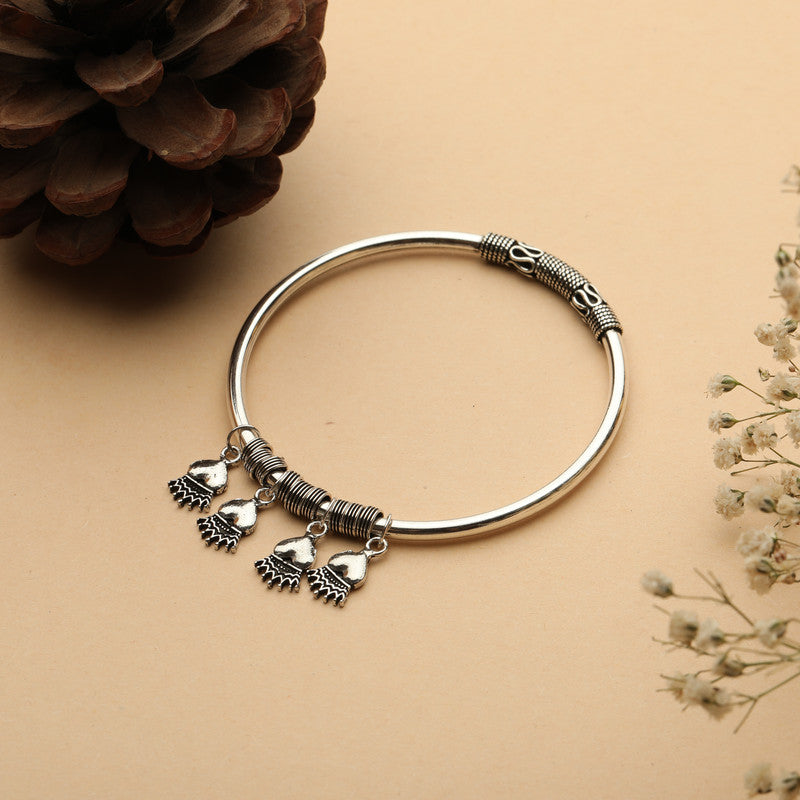 925 Oxidized Silver Kada featuring heart and crown design Prop Image