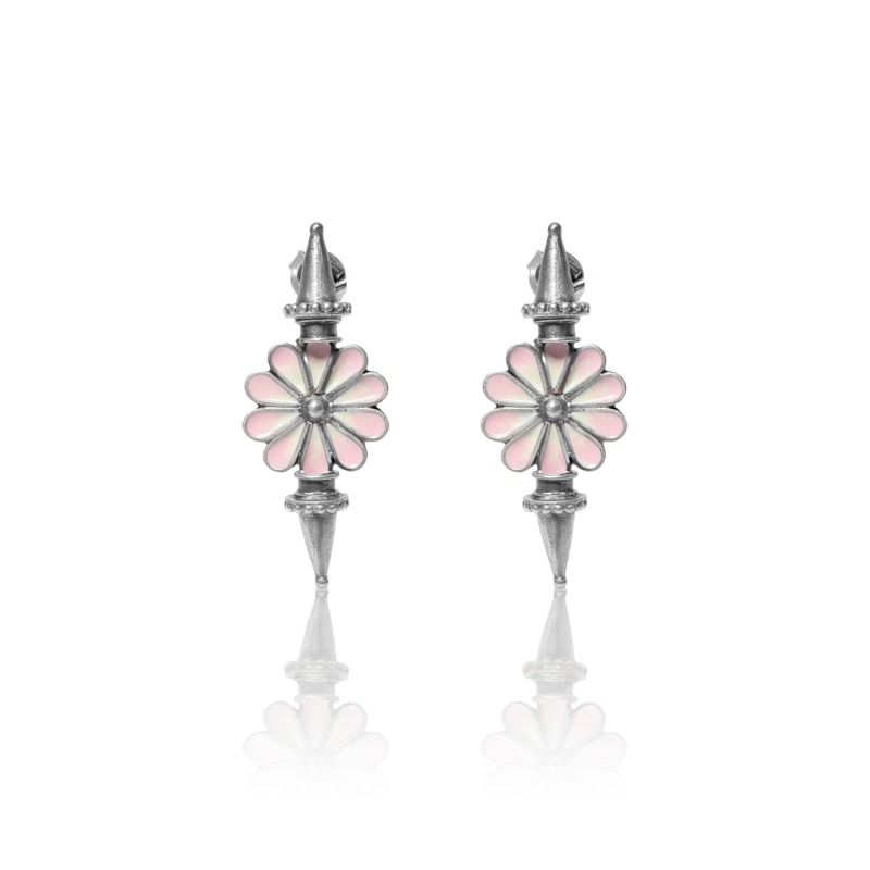 Oxidized silver meenakari studs for women – colorful ethnic jewelry for Diwali, Navratri, and festive occasions