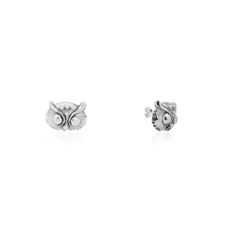 Unique oxidized silver owl stud earrings – traditional festive season jewelry gift for women