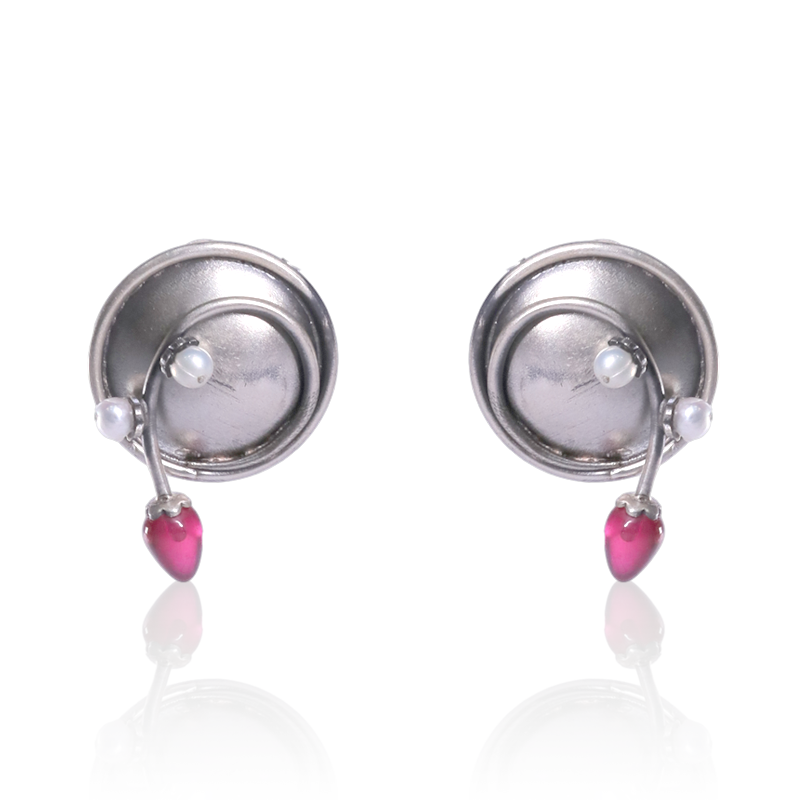 Oxidized silver pearl stud earrings for women – traditional festive jewelry for Diwali, Navratri, and cultural occasions