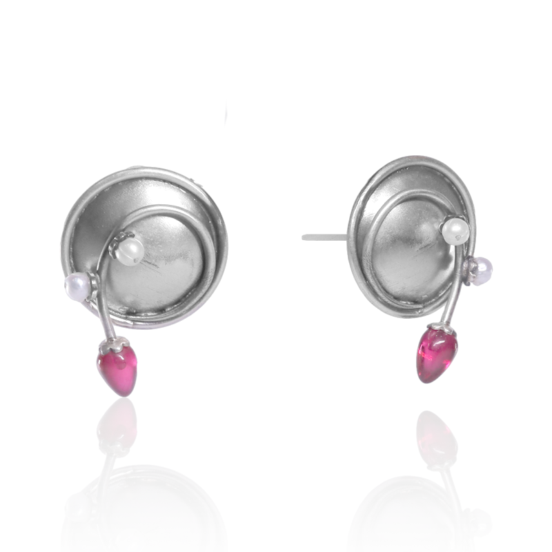 Oxidized silver pearl stud earrings – classic everyday jewelry and unique festive gift for women
