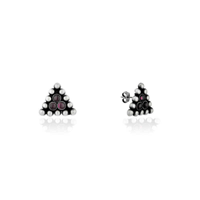 Oxidized silver triangle stud earrings – modern ethnic jewelry gift for women in festive season