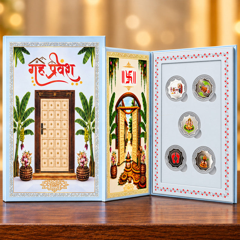 Grah Pravesh 999 Pure 5 Silver Coin Set