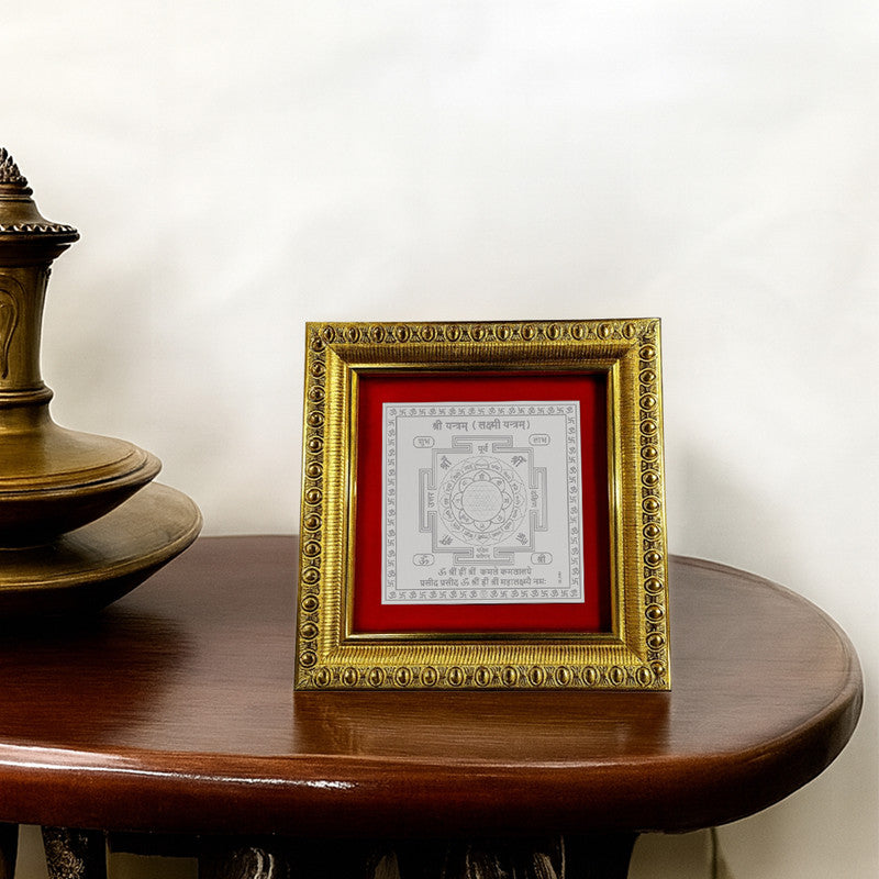 999 pure silver Lakshmi Shree Yantra placed in home temple to attract wealth and positive energy