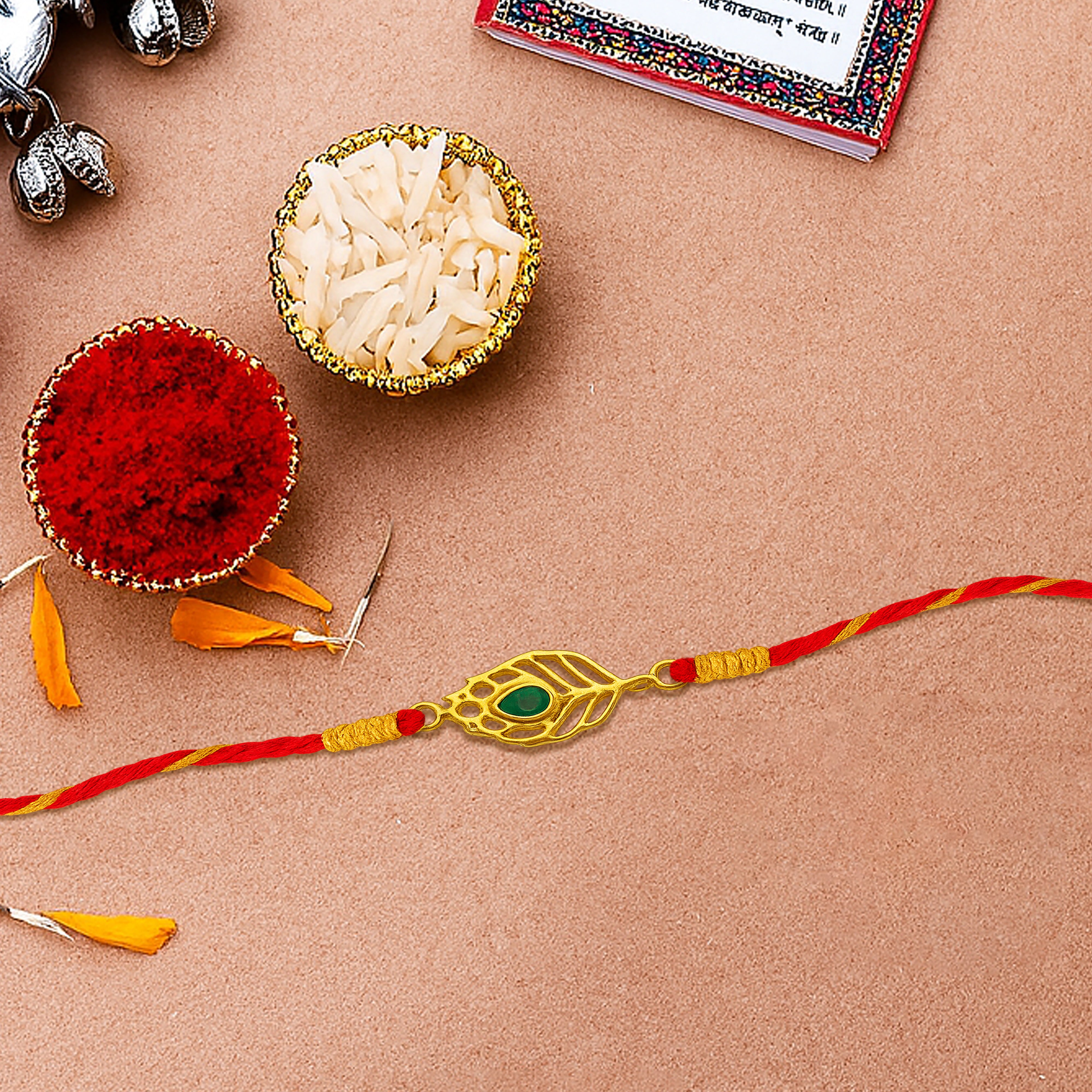 Silver rakhi for brother with Mor Pankh design – original silver rakhi and silver rakhi design with price for Raksha Bandhan