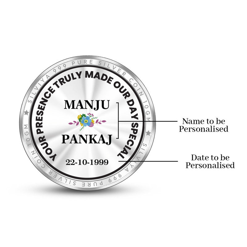 25th Anniversary 999 Pure Personalized Silver Coin Round