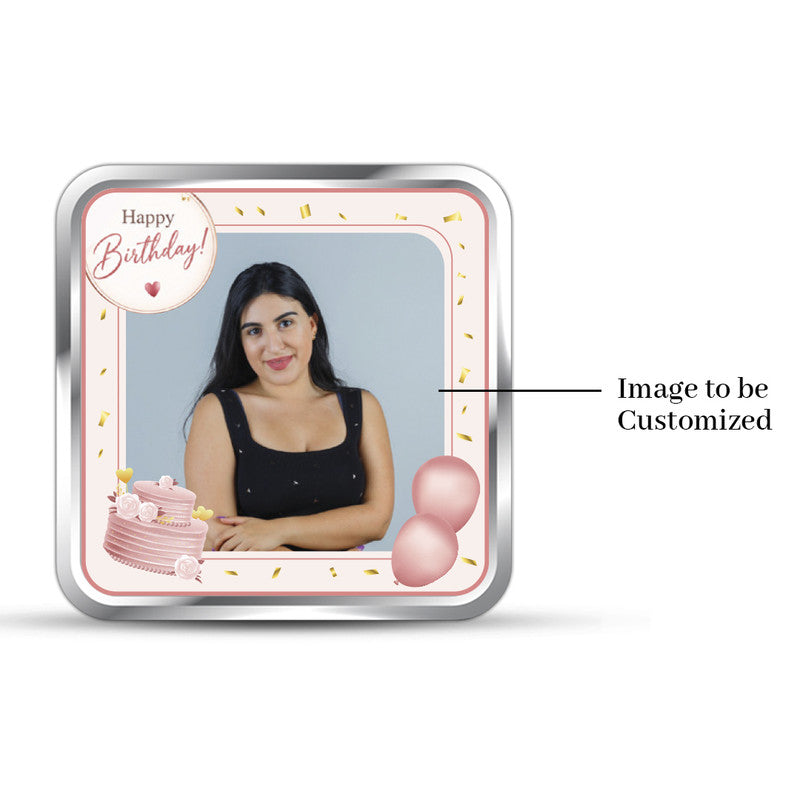 Happy Birthday Customized 999 Pure Square Shape Silver Coin