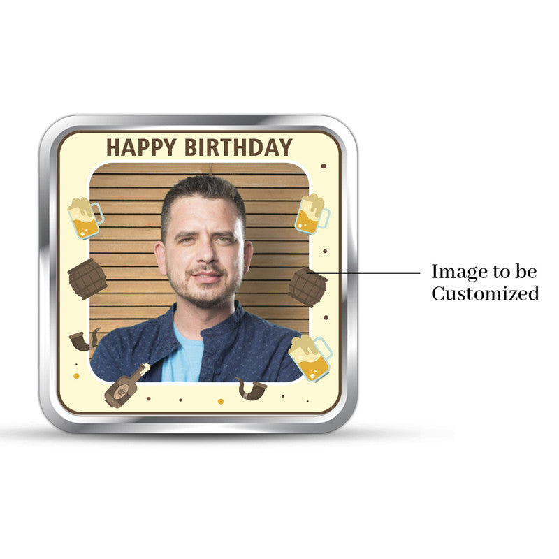 Birthday Customized 999 Pure Silver Square Coin Cheers Design