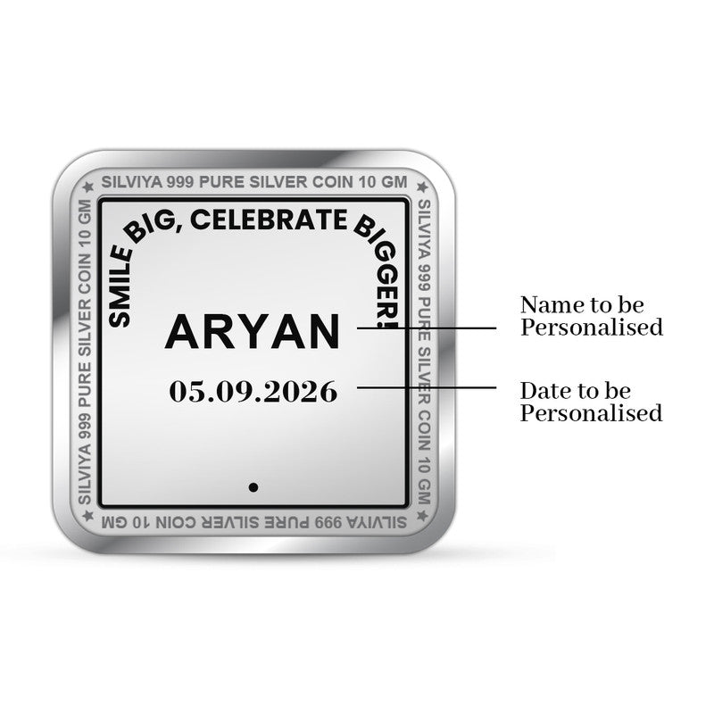 Happy Birthday Bash Customized 999 Pure Silver Square Coin