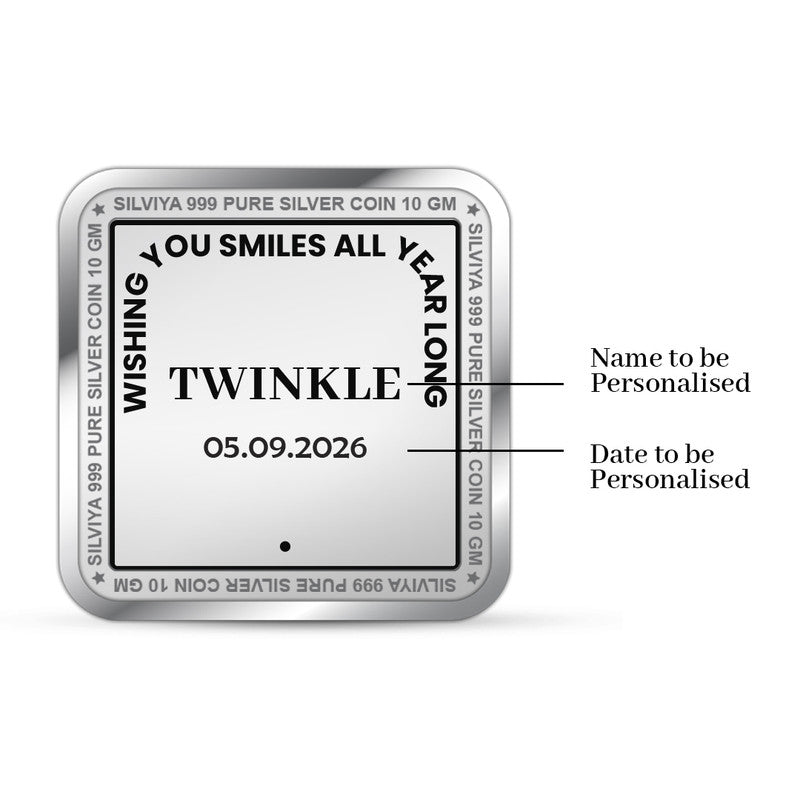 Happy Birthday Customized 999 Pure Square Shape Silver Coin