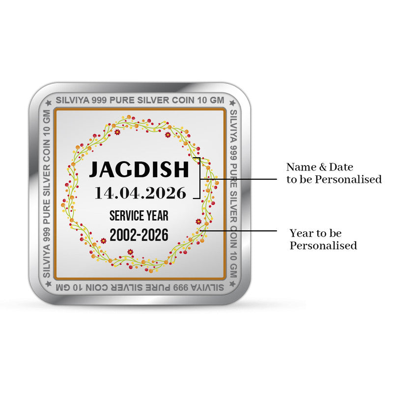 Office Retirement Personalized 999 Pure Silver Square Coin