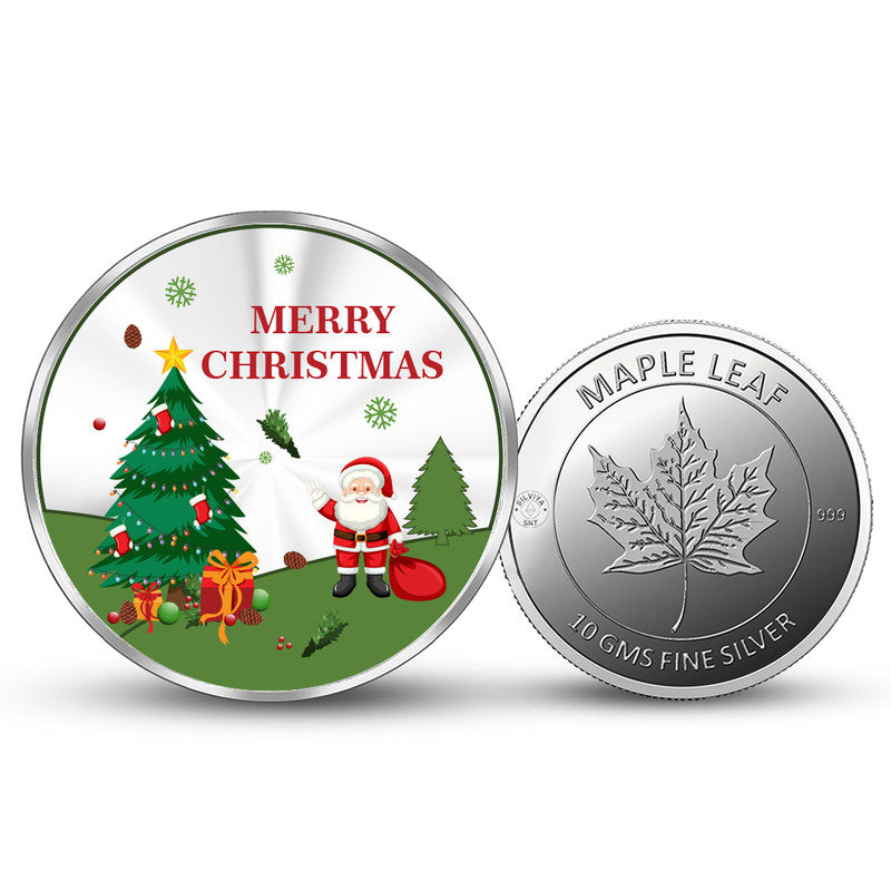 Christmas Tree 999 Pure Silver Coin Round Shape