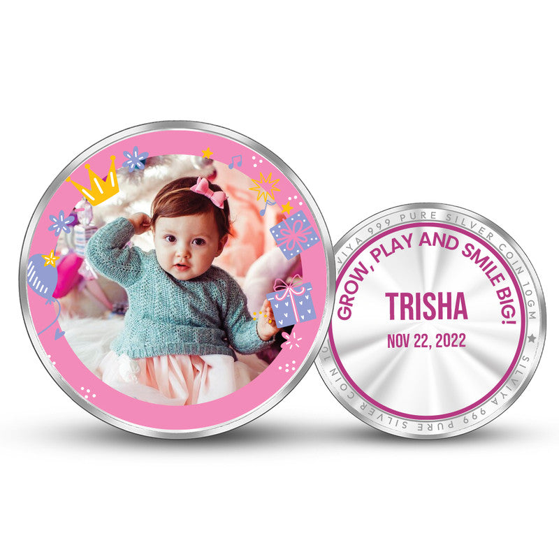 Pure Joy Custom 999 Pure Silver Coin Gift for New Baby