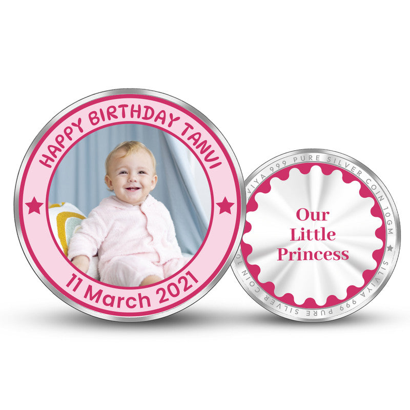 Personalized Little Girl Birthday 999 Pure Silver Coin Round