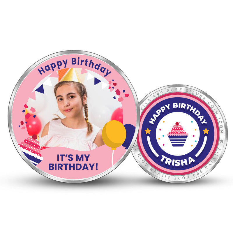 Round 999 Pure Silver Coin Gift Custom Birthday Keepsake