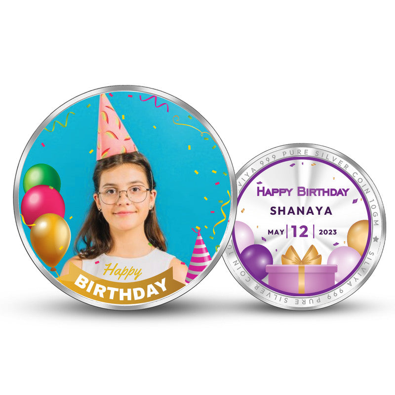 Birthday 999 Pure Silver Coin Round Personalized Treasure