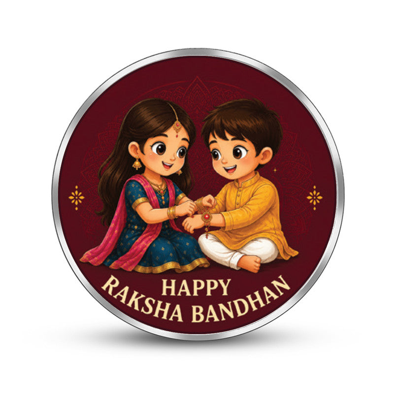 Rakhi Celebration 999 Pure Silver Coin Front Design