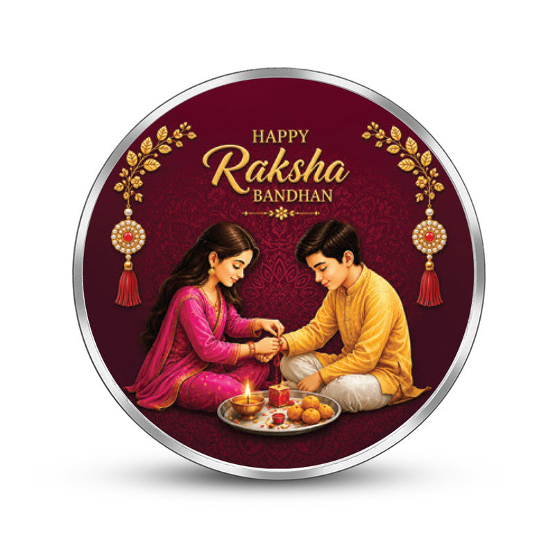 Raksha Bandhan 999 Pure Silver Coin Round Shape Front Design