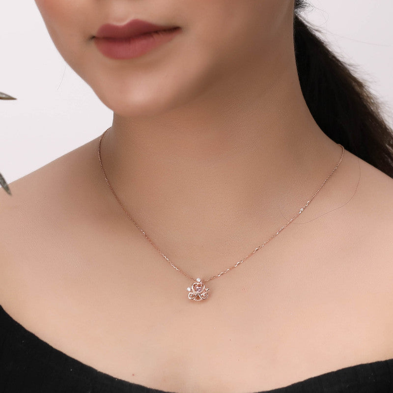 Model wearing Rose Gold Mallika Style Pendant – royal-inspired festive accessory for women