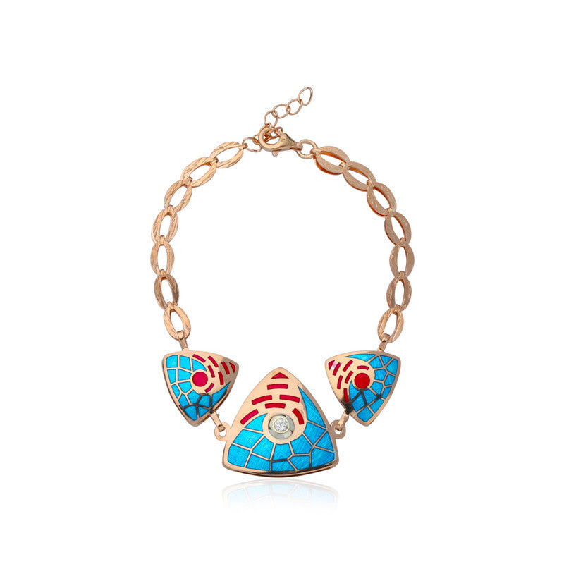 Rose Gold Trigo Bracelet – Elegant 925 Silver Jewellery for Diwali, Karva Chauth & Festive Gifting