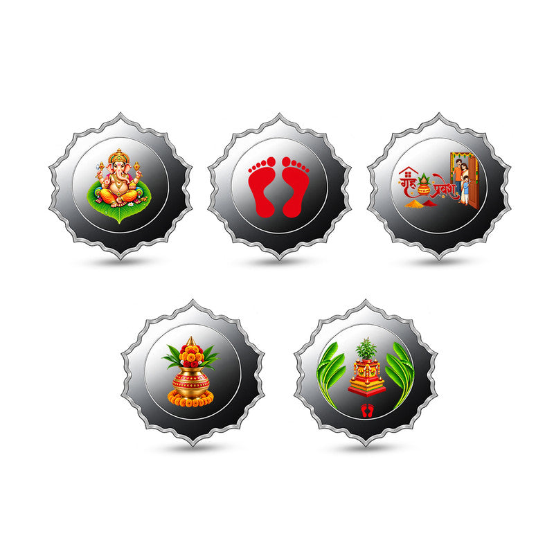 Grah Pravesh 999 Pure 5 Silver Coin Set