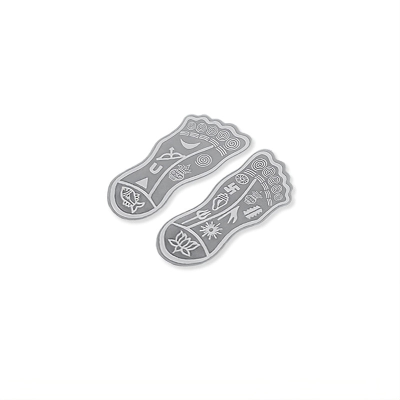 Pure silver Lakshmi Charan Paduka – 999 silver divine feet idol for puja room and vastu prosperity.