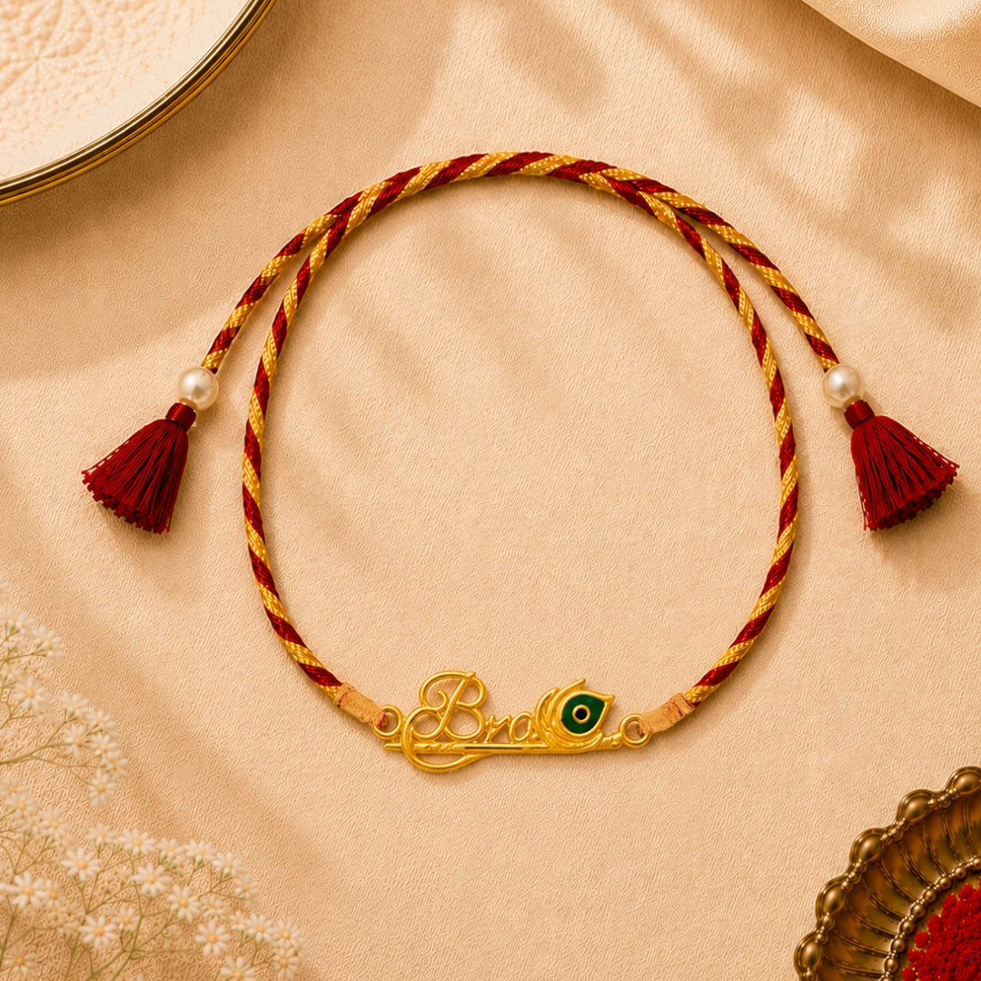 Silver Bansuri Rakhi placed with roli chawal and festive decor – premium 925 silver Raksha Bandhan gift by Silviya.