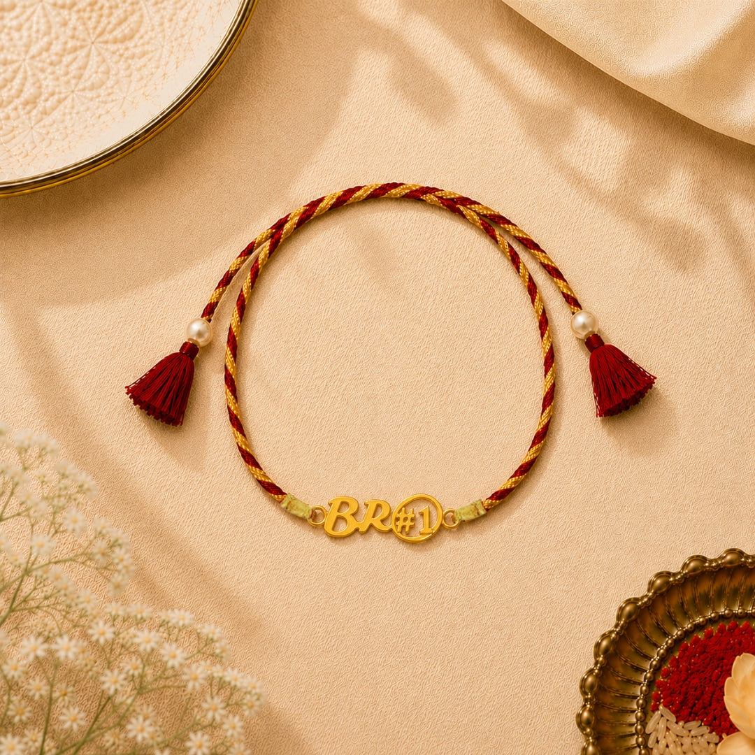 Silver Bro Number 1 Rakhi placed with roli chawal and festive decor – premium 925 silver Raksha Bandhan gift by Silviya.