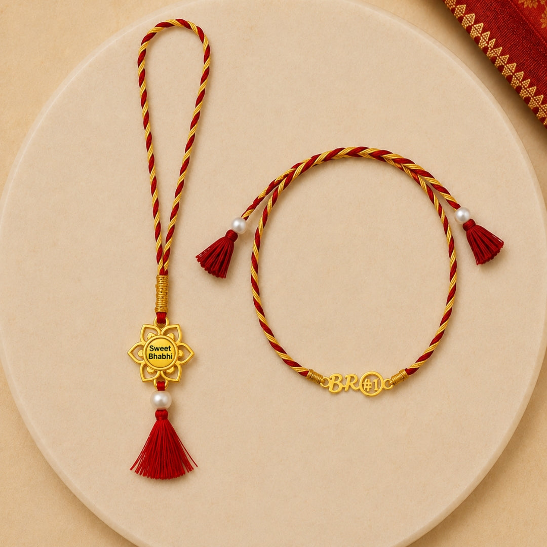 Silver Brother & Sweet Bhabhi Rakhi Lumba Set prop omage