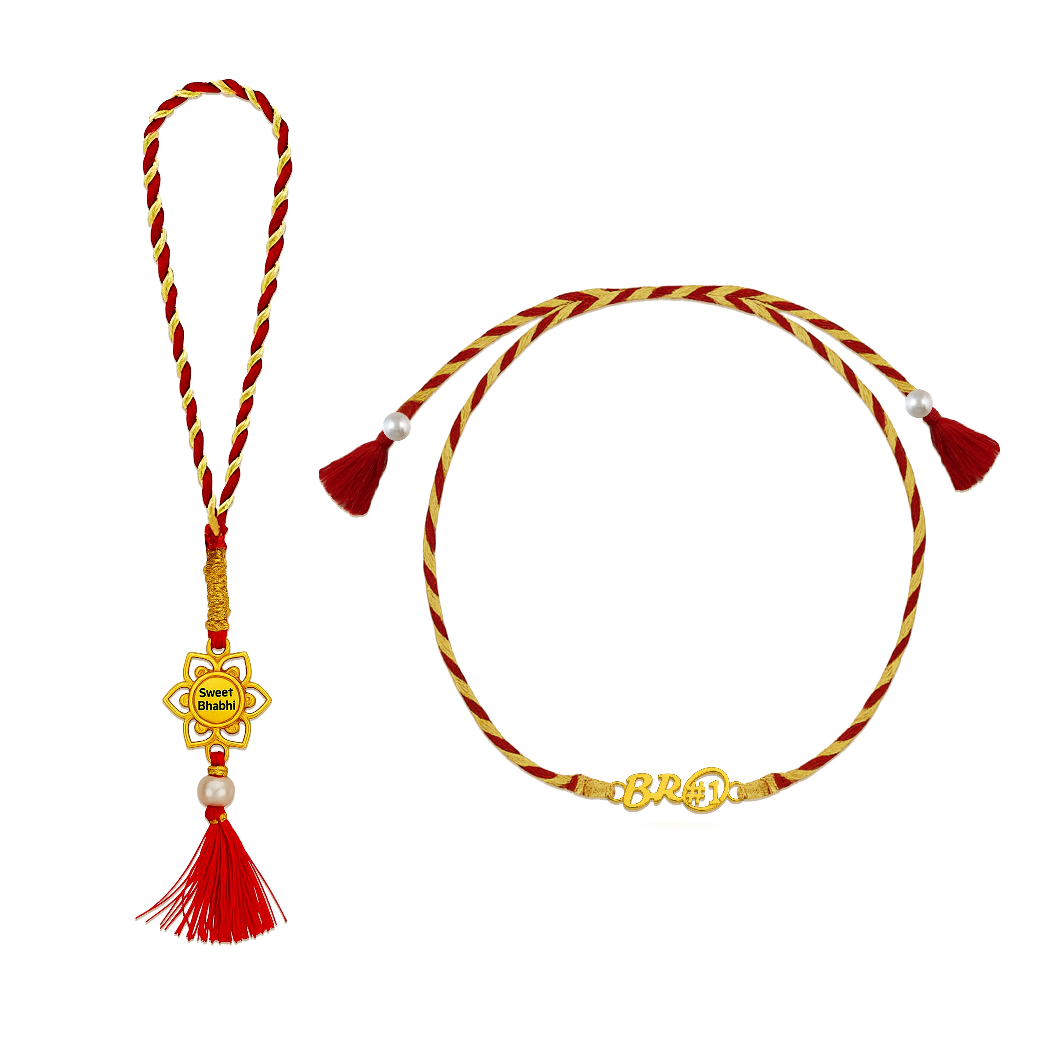 Silver Brother & Sweet Bhabhi Rakhi Lumba set – perfect Raksha Bandhan duo set
