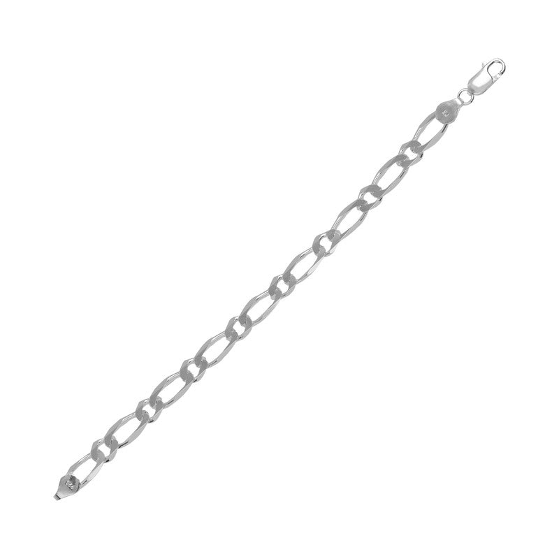 Silver Figaro Bracelet – durable and solid chain design on plain background