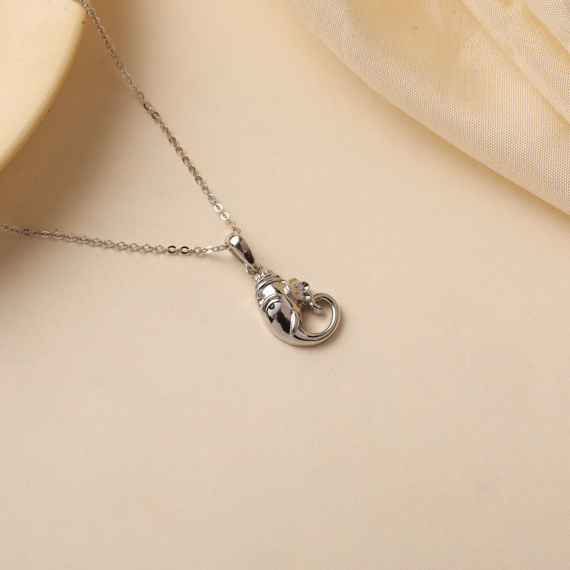 925 Silver Ganesha Chain Pendant with fine details – elegant spiritual silver jewelry