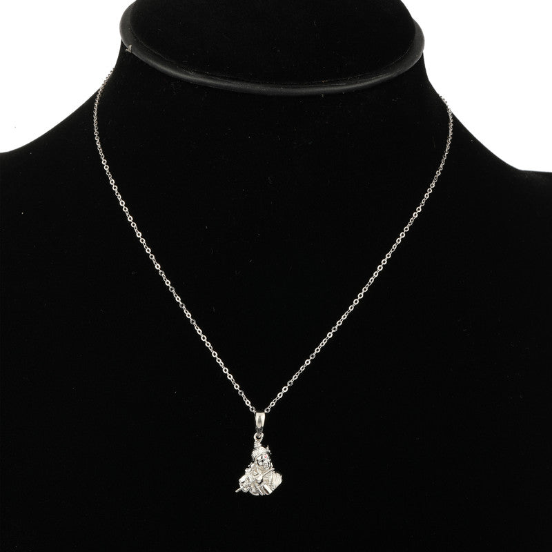 Silver Krishna Ji Pendant – elegant devotional silver necklace