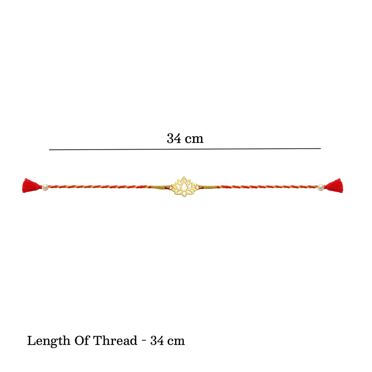 Silver Lotus Rakhi thread length and size dimensions