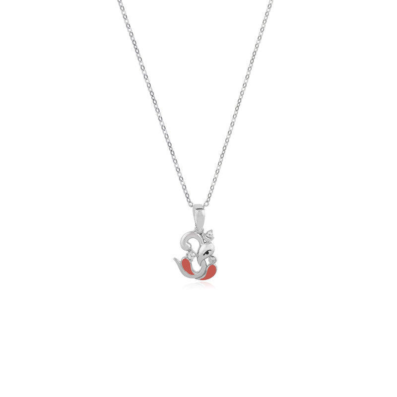 Silver Om Ganesha Idol Pendant – spiritual silver necklace for men