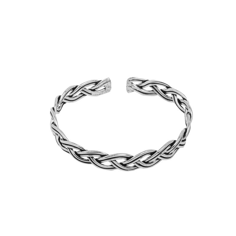 Silver Open Torque Cuff Vintage Kada – elegant open cuff design on plain background