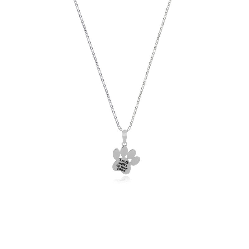 Silver Puppy Paw Pendant – cute sterling silver necklace with paw design
