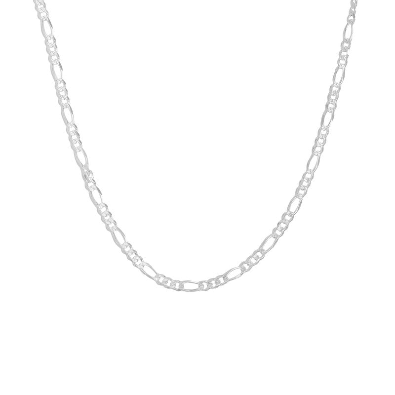 Close-up Image: Silver Rusty Figaro Design Chain – classic silver chain For men 