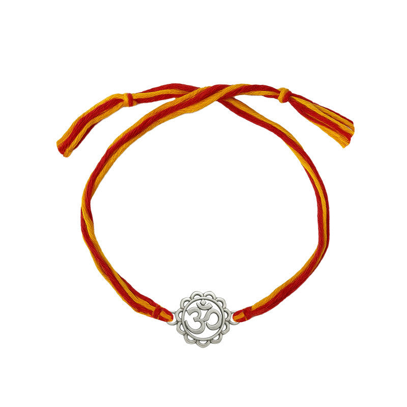 Silver rakhi for brother with Om symbol – original silver rakhi design with price for Raksha Bandhan gift
