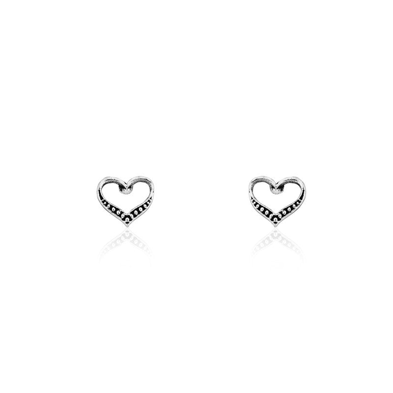 Sterling Silver Heart Stud Earrings for women – elegant festive jewelry gift for Diwali, Karwa Chauth, and weddings.