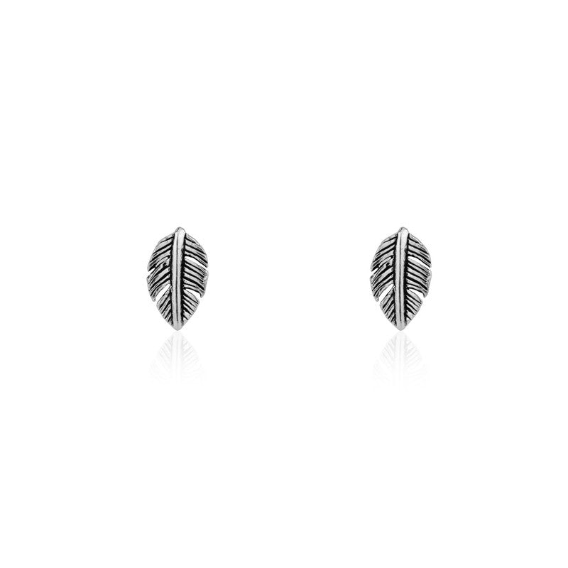 Sterling Silver Leaf Stud Earrings for women – elegant festive jewelry gift for Diwali, Karwa Chauth, and weddings.