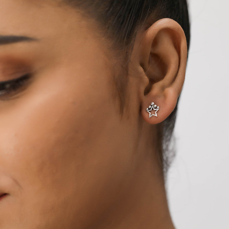 Girl wearing Sterling Silver Starburst Stud Earrings – perfect Raksha Bandhan and festive gift for sisters and loved ones.