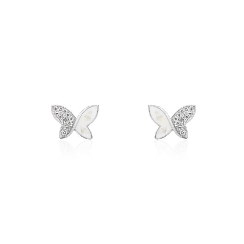 Sterling silver butterfly stud earrings for women – elegant festive jewellery for Diwali, Navratri, and wedding celebrations.
