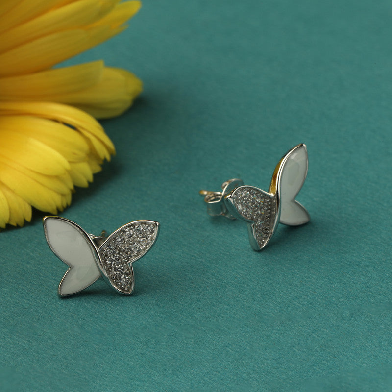 Sterling silver butterfly stud earrings – stylish festive gift for Christmas, New Year, and wedding season.