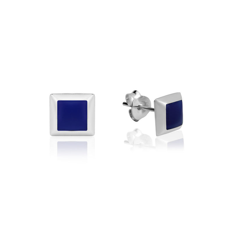 Pure sterling silver square stud earrings – minimalist festive jewellery for women, ideal for Diwali, Navratri, and gifting.