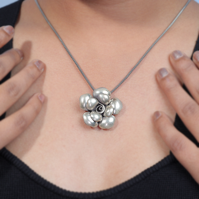 Oxidized Silver Double Layer Pendant