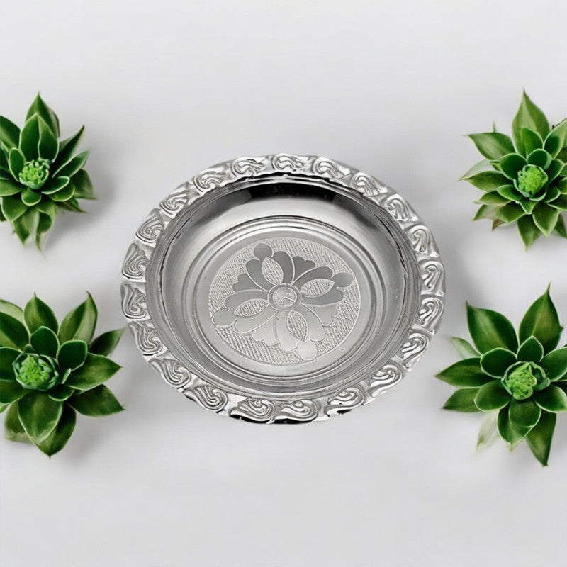 925 Silver Puja Plate with Mandala Design